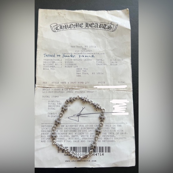 Chrome Hearts Tiny E Diamond Silver Bracelet 11 Links/22 Diamonds - Picture 5 of 6